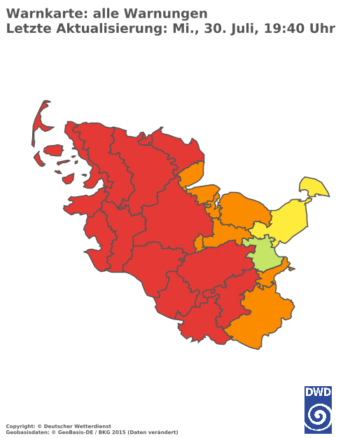 Aktuelle Wetterwarnungen für  Herzogtum Lauenburg