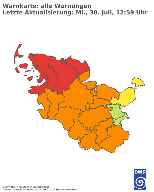 Aktuelle Wetterwarnungen für  Herzogtum Lauenburg